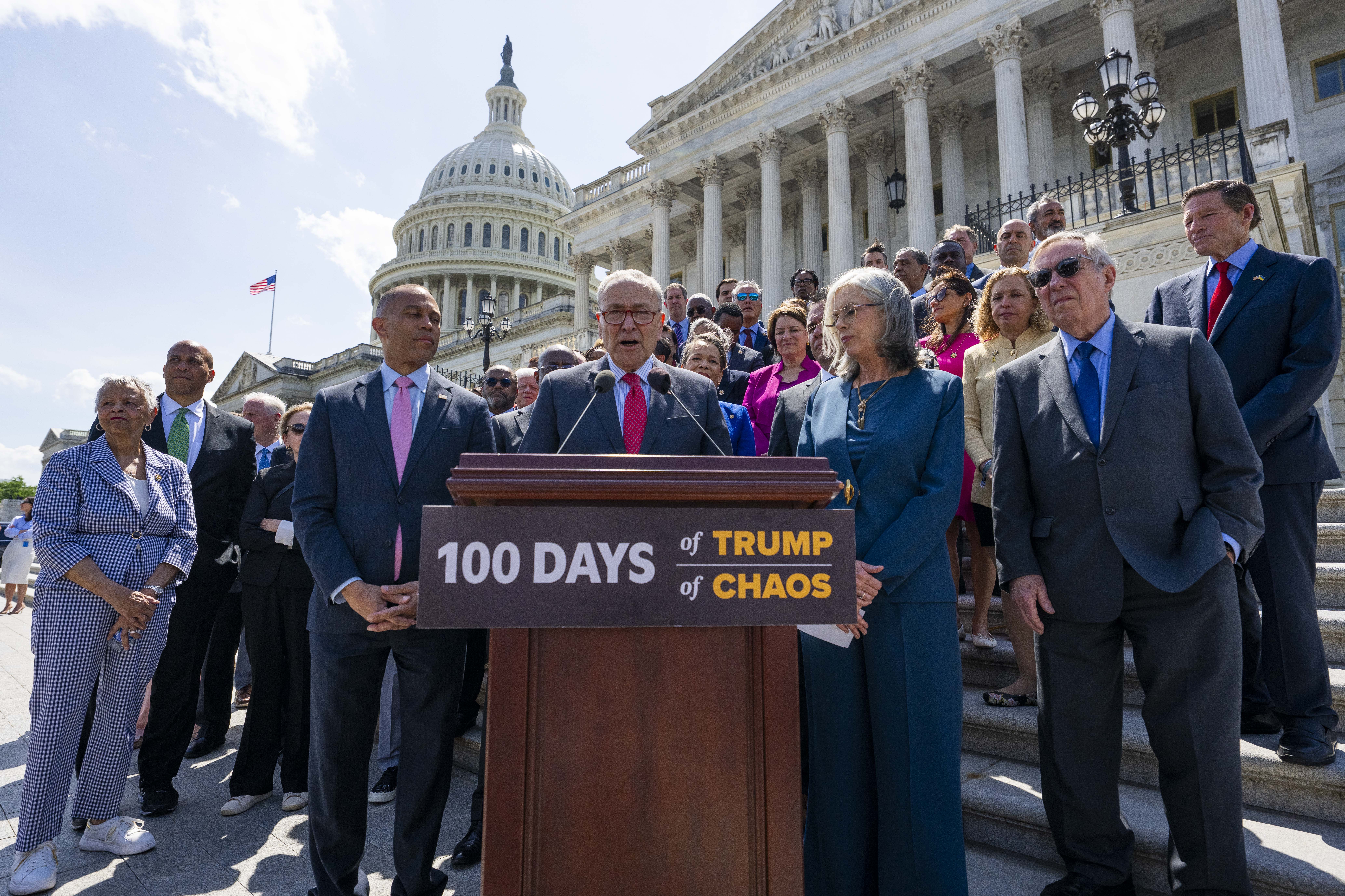 100 Days of Trump Senate Steps Press Conference 